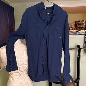 Vans, Navy Blue Button-Up Shirt, Large